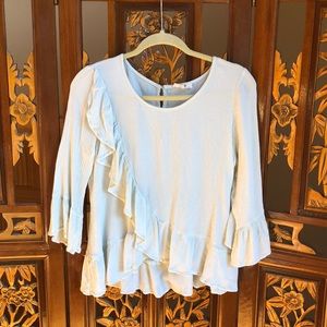 Entro Mint Blue Ruffle Blouse Size L